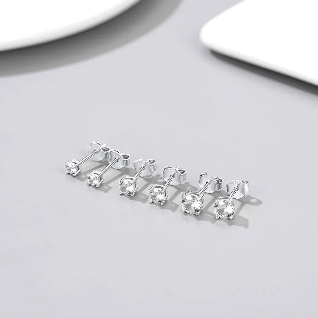 925 Sterling Silver 3 Pairs CZ Stud Earrings Set for Men, 3/4/5mm sold by FaithHeart product image thumbnail 5