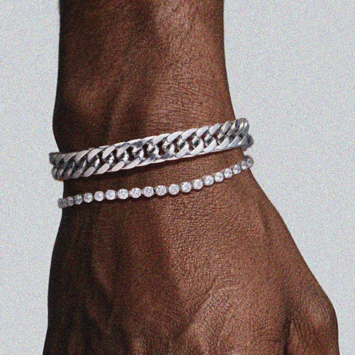 12MM Chunky Cuban Chain Bracelet & 3MM CZ Tennis Chain Bracelet Set for Men sold by FaithHeart product image thumbnail 2