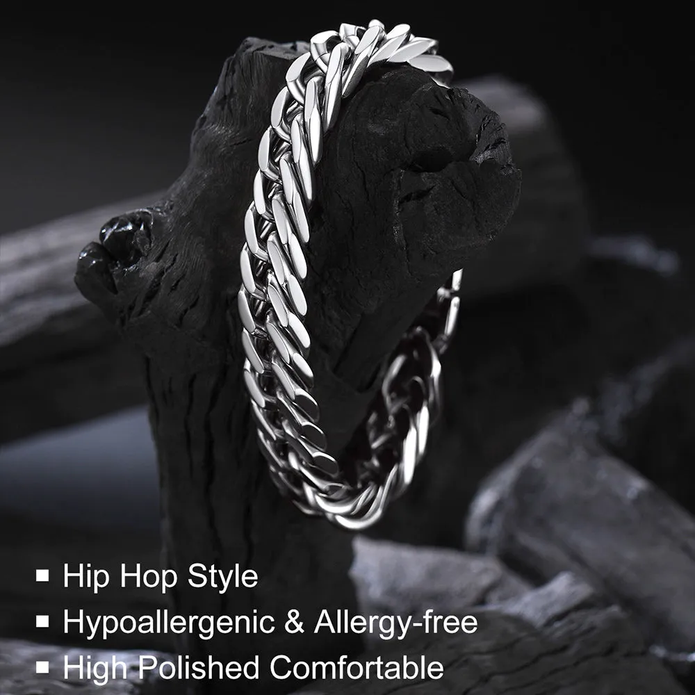 12MM Chunky Cuban Chain Bracelet & 3MM CZ Tennis Chain Bracelet Set for Men sold by FaithHeart product image thumbnail 5