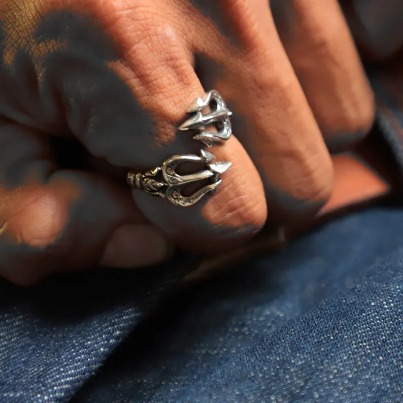 Greek Poseidon Trident Necklace & Ring Jewelry Set for Men sold by FaithHeart product image thumbnail 2