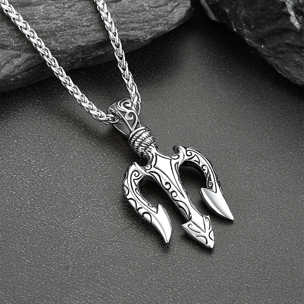 Greek Poseidon Trident Necklace & Ring Jewelry Set for Men sold by FaithHeart product image thumbnail 5