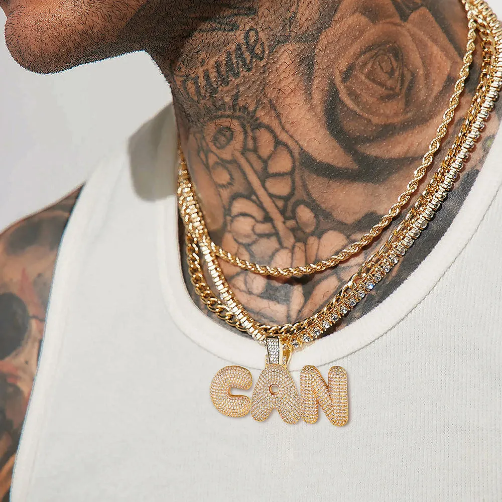 Hip Hop CZ Custom Initials Pendant Necklace with 3 Letter for Men Boyfriend sold by FaithHeart product image thumbnail 2
