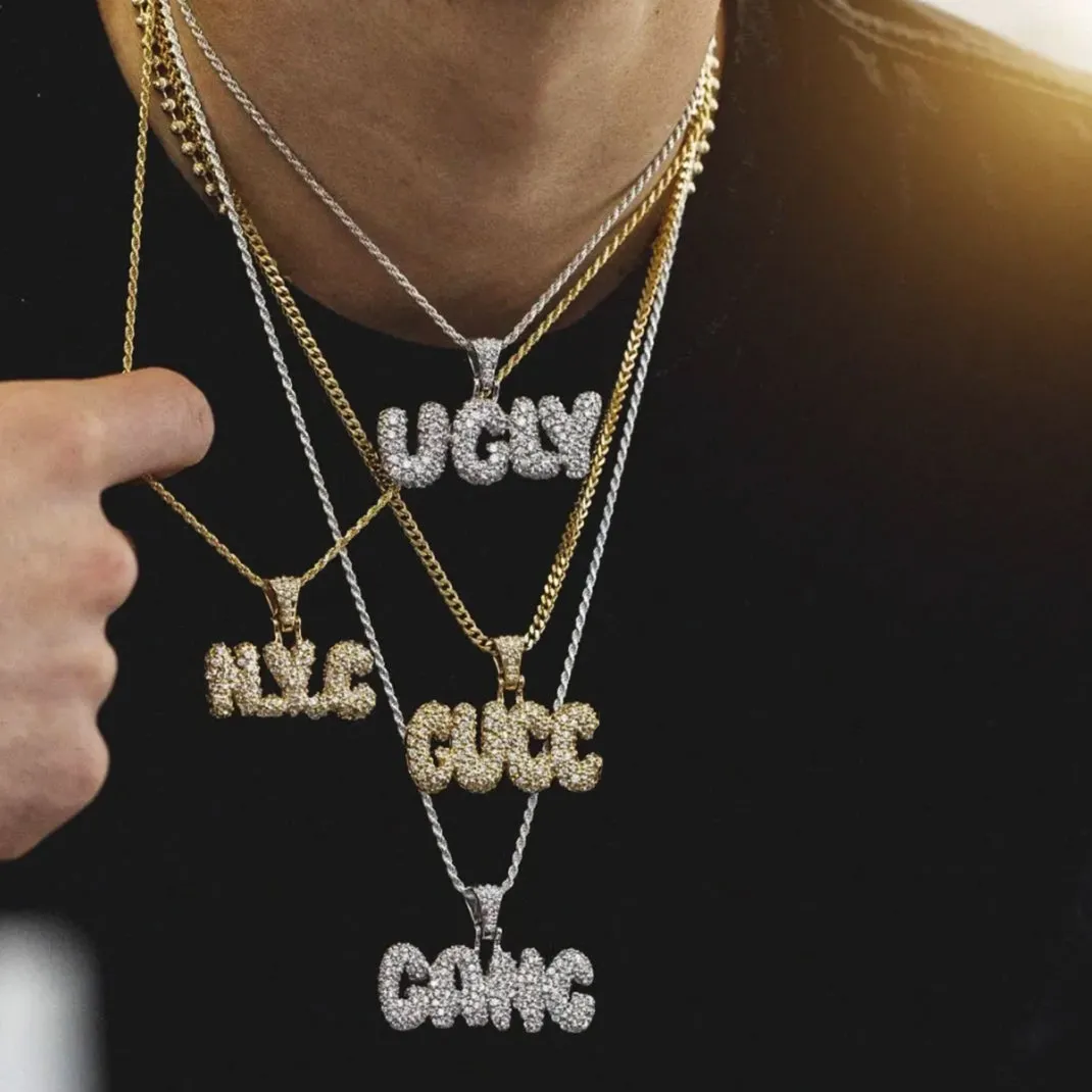 Hip Hop CZ Custom Initials Pendant Necklace with 3 Letter for Men Boyfriend sold by FaithHeart product image thumbnail 3