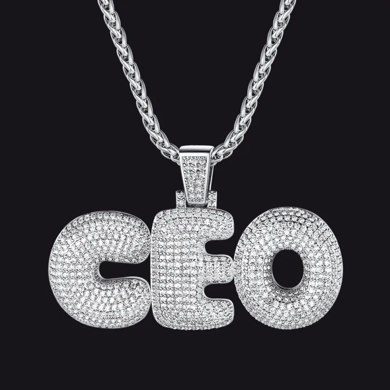 Hip Hop CZ Custom Initials Pendant Necklace with 3 Letter for Men Boyfriend made by FaithHeart