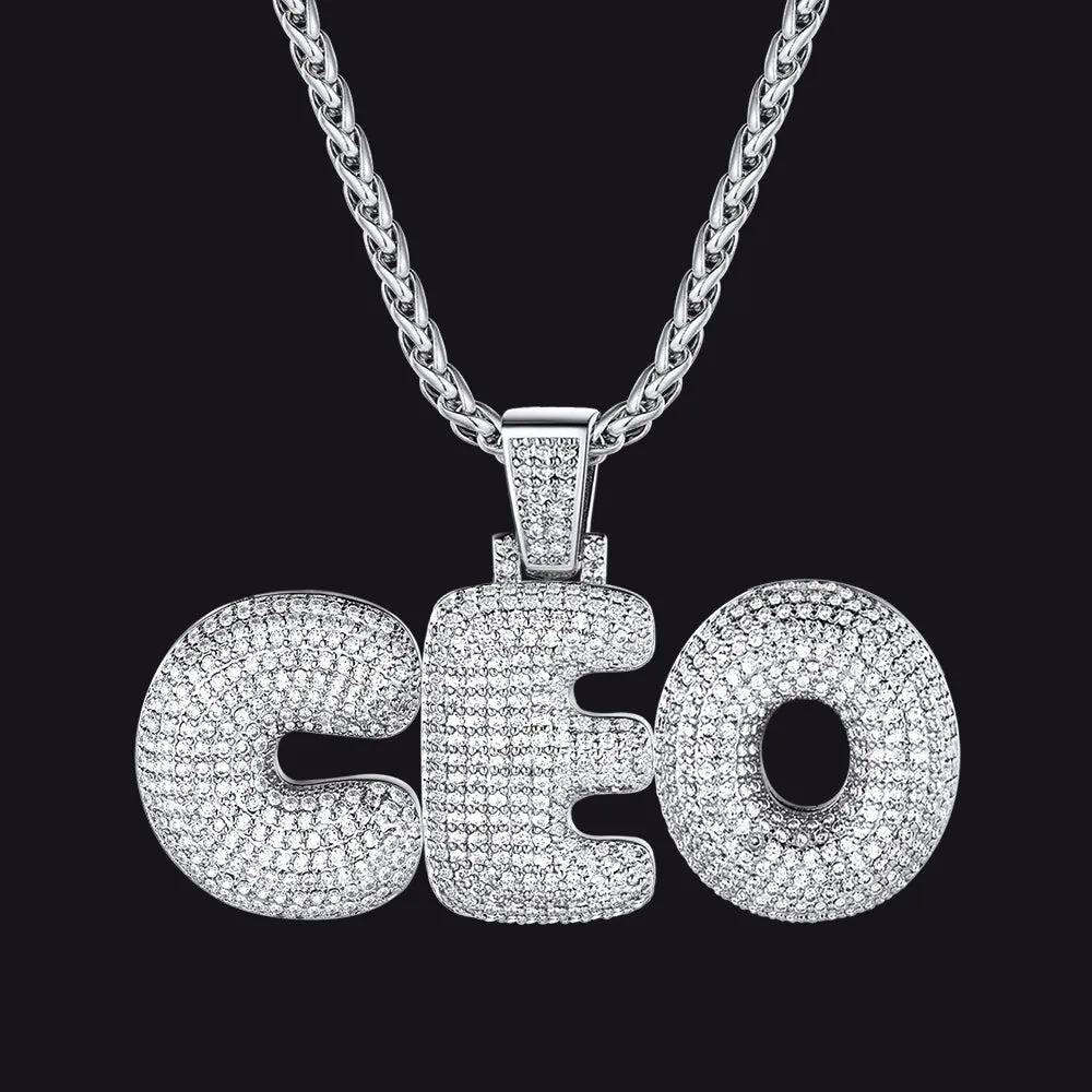 Hip Hop CZ Custom Initials Pendant Necklace with 3 Letter for Men Boyfriend sold by FaithHeart