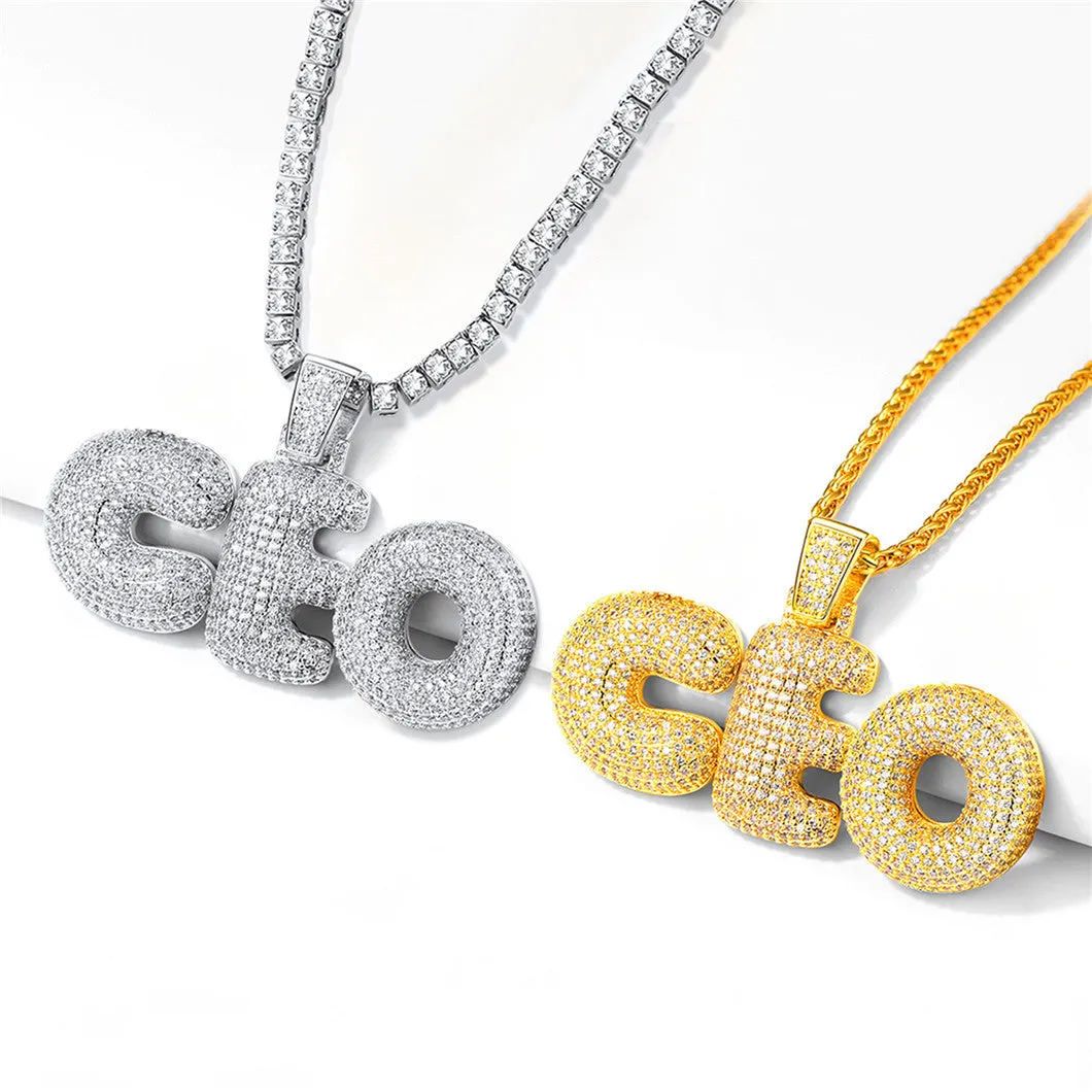 Hip Hop CZ Custom Initials Pendant Necklace with 3 Letter for Men Boyfriend sold by FaithHeart product image thumbnail 4
