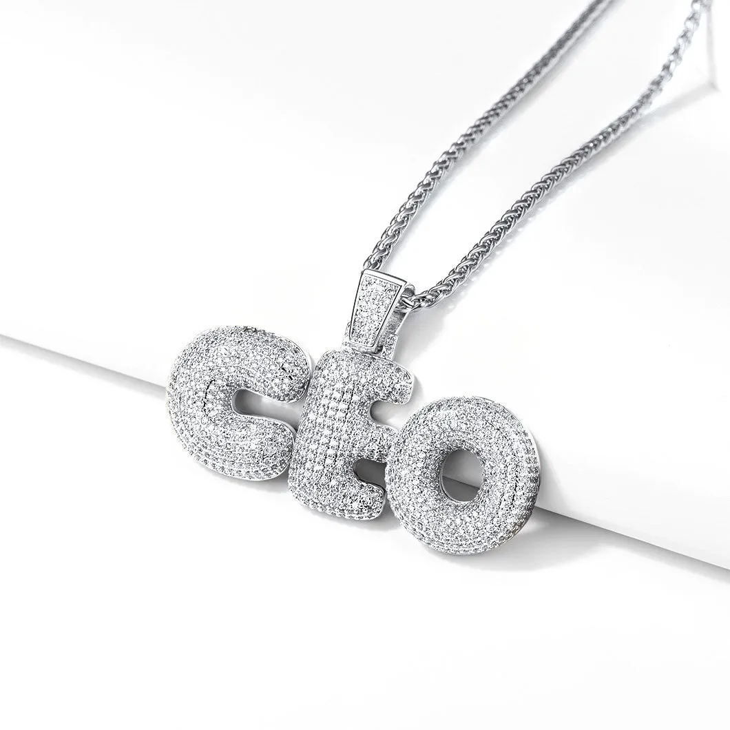 Hip Hop CZ Custom Initials Pendant Necklace with 3 Letter for Men Boyfriend sold by FaithHeart product image thumbnail 5