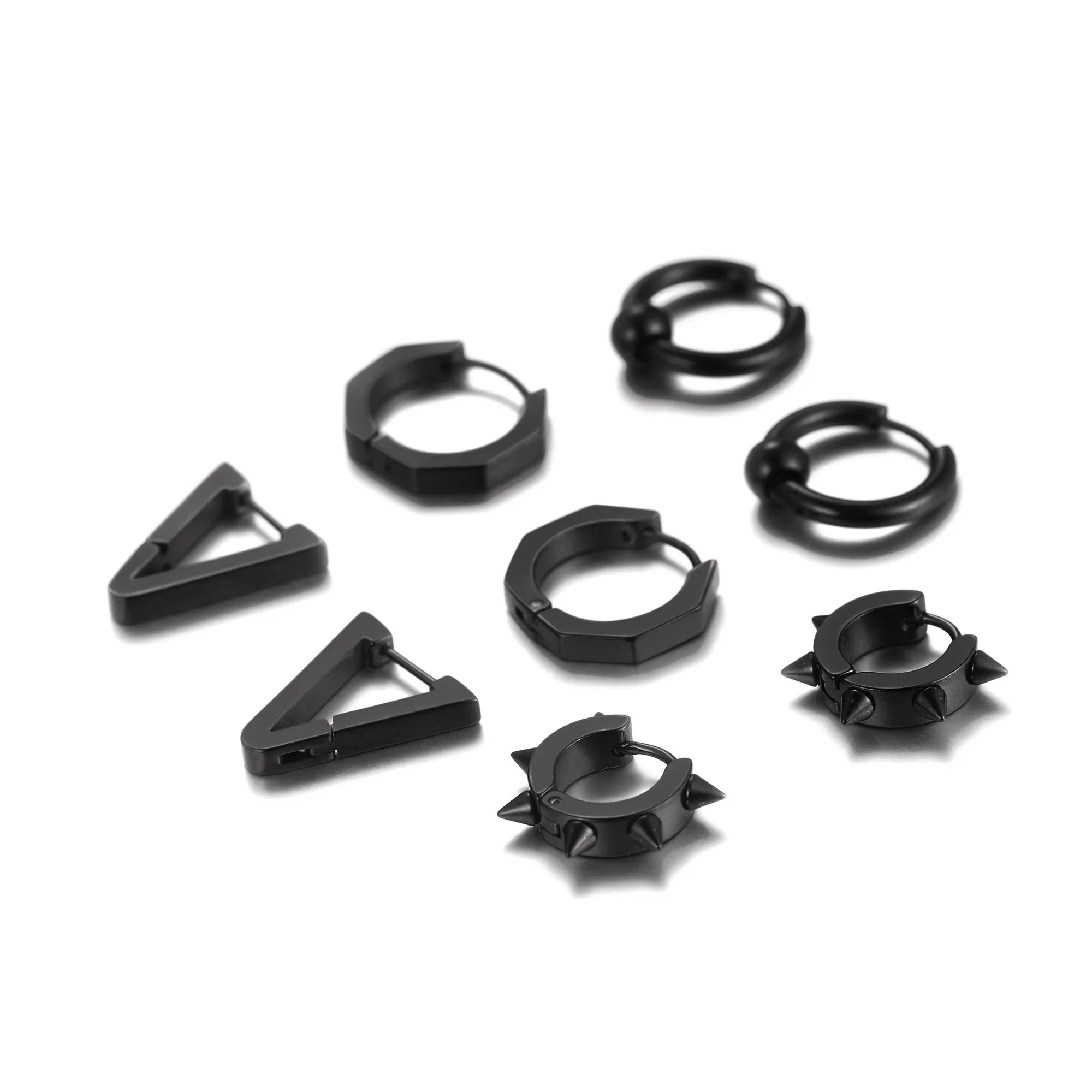 Punk 4Pcs Rivets / Hoop / Geometry / Triangle Earrings Set for Men sold by FaithHeart product image thumbnail 5