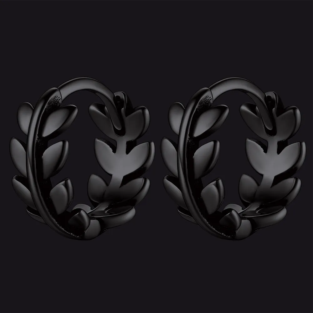Sterling Silver Small Leaf Hoop Huggie Earrings sold by FaithHeart
