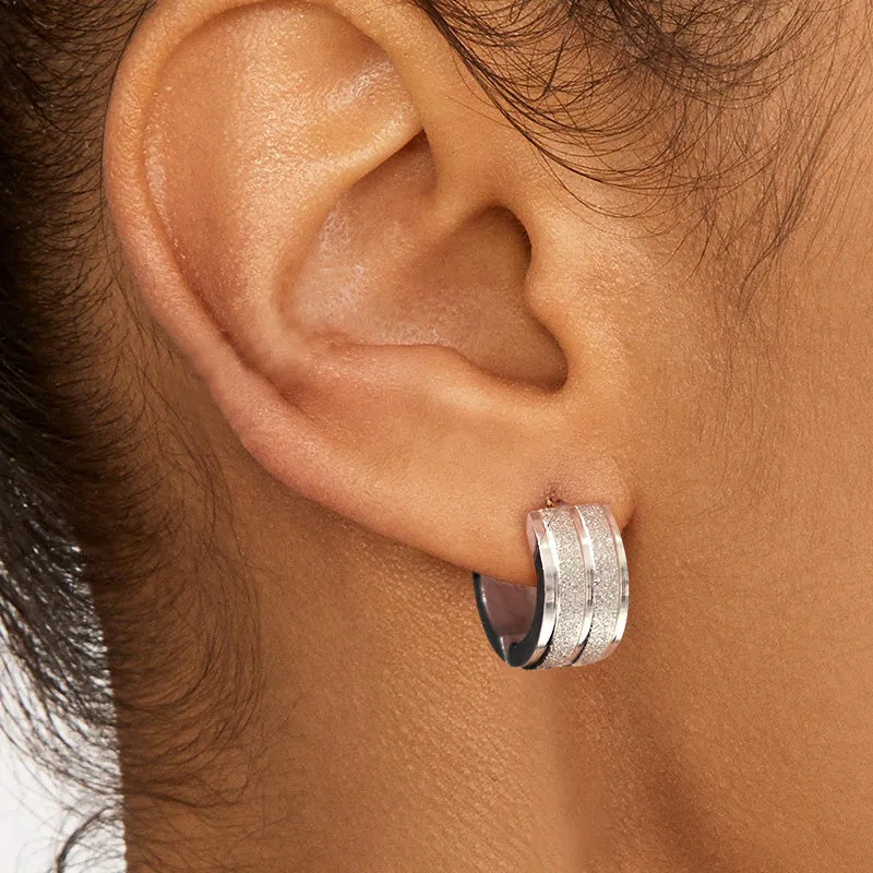 13mm Thick Matte Huggie Hoop Earrings for Men Women sold by FaithHeart product image thumbnail 2