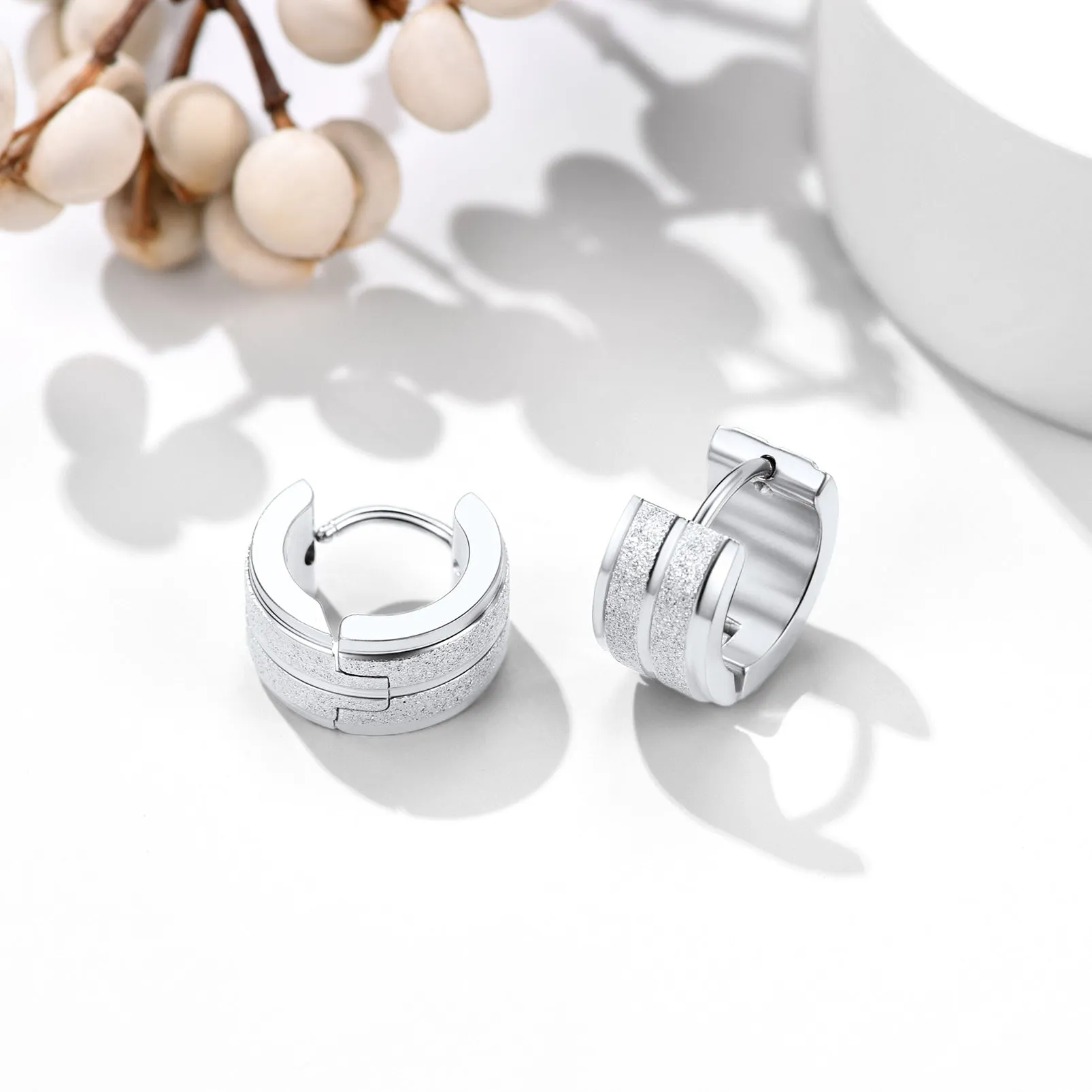 13mm Thick Matte Huggie Hoop Earrings for Men Women sold by FaithHeart product image thumbnail 4