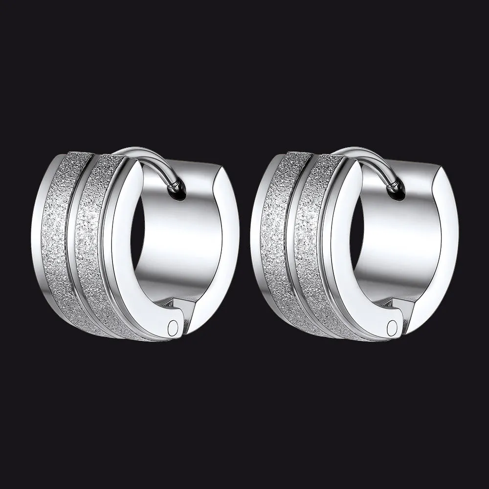 13mm Thick Matte Huggie Hoop Earrings for Men Women sold by FaithHeart