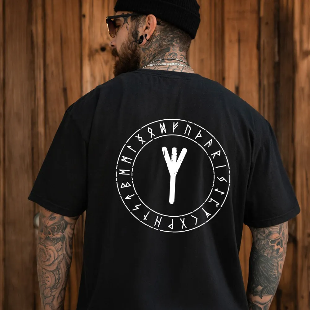 Norse Elder Futhark Graphic Tee Black T-Shirt for Men Husband sold by FaithHeart product image thumbnail 2