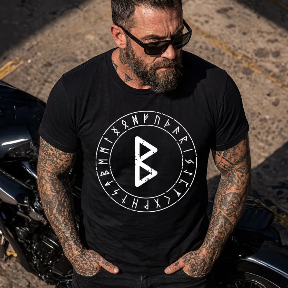 Viking Norse Rune T-Shirt for Men Elder Futhark Symbol Graphic Tee sold by FaithHeart product image thumbnail 2