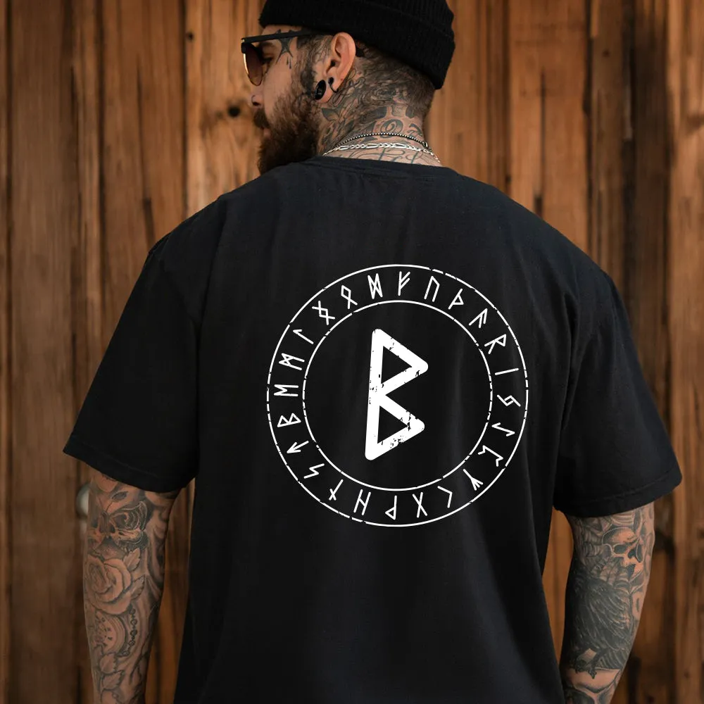 Viking Norse Rune T-Shirt for Men Elder Futhark Symbol Graphic Tee sold by FaithHeart product image thumbnail 3