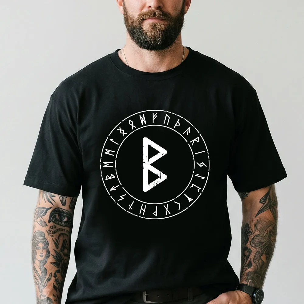 Viking Norse Rune T-Shirt for Men Elder Futhark Symbol Graphic Tee sold by FaithHeart