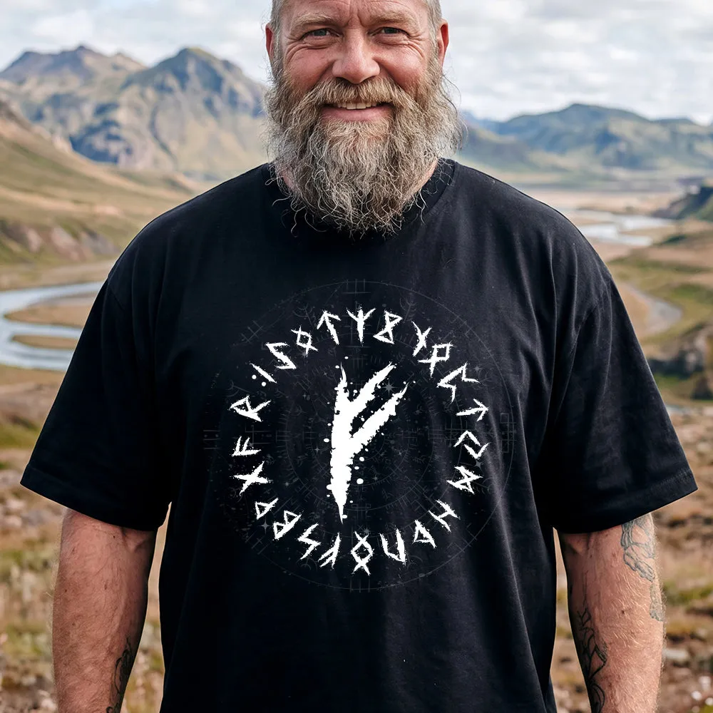 Viking Norse Rune Black T-Shirt for Men Elder Futhark Symbol Graphic Tee sold by FaithHeart product image thumbnail 3