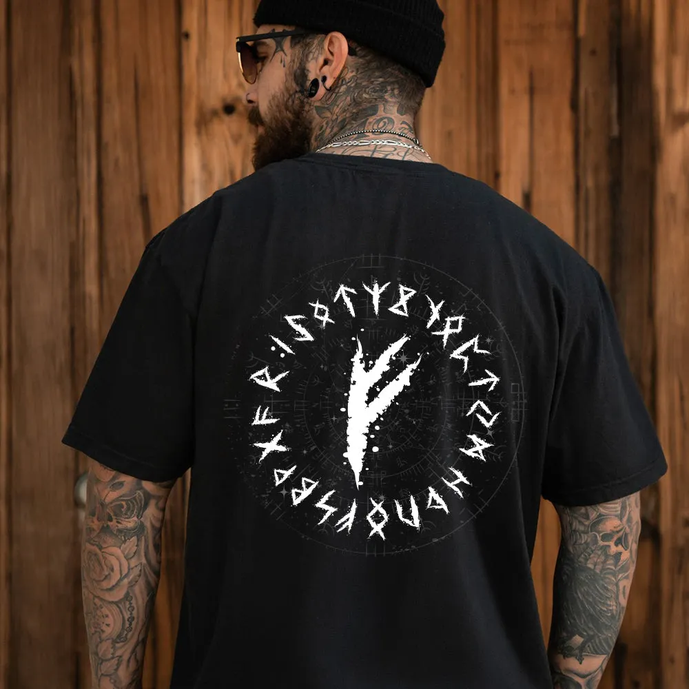 Viking Norse Rune Black T-Shirt for Men Elder Futhark Symbol Graphic Tee sold by FaithHeart product image thumbnail 2