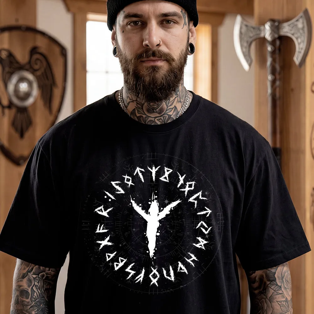 Viking Norse Rune Black T-Shirt for Men Norse Mythology Gift sold by FaithHeart product image thumbnail 3