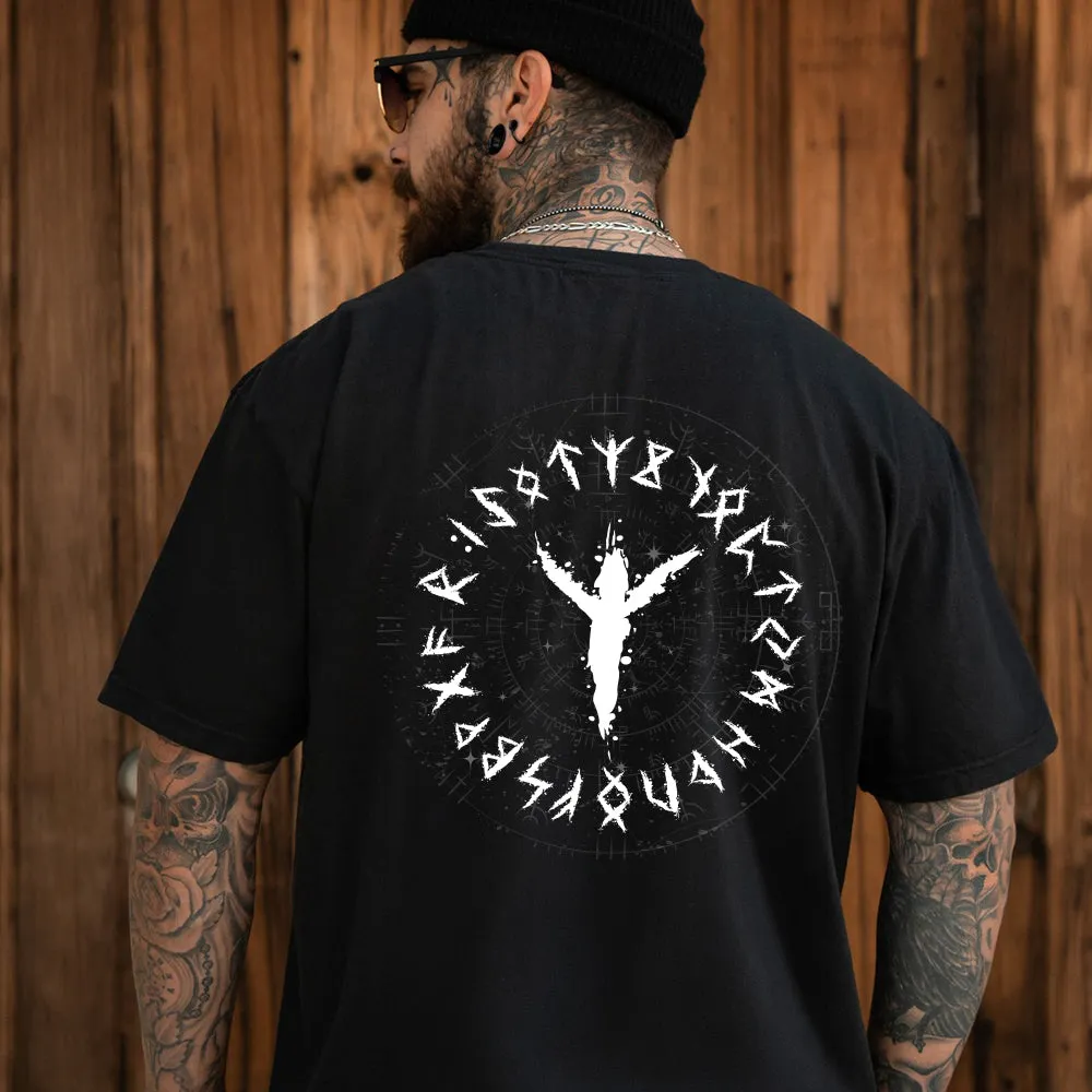 Viking Norse Rune Black T-Shirt for Men Norse Mythology Gift sold by FaithHeart product image thumbnail 2