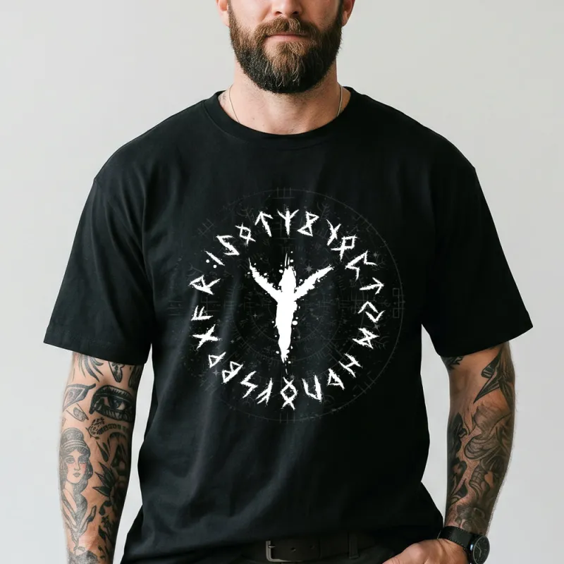 Viking Norse Rune Black T-Shirt for Men Norse Mythology Gift made by FaithHeart