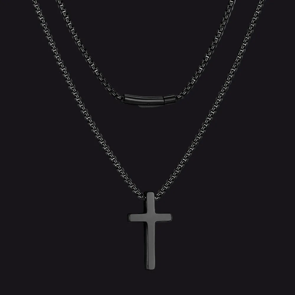 Christian Plain Cross Necklace Minimalist Religious Pendant Box Chain for Men Women sold by FaithHeart product image thumbnail 2