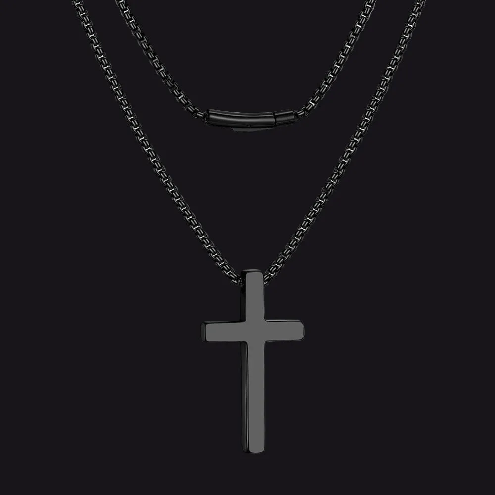 Christian Plain Cross Necklace Minimalist Religious Pendant Box Chain for Men Women sold by FaithHeart product image thumbnail 4
