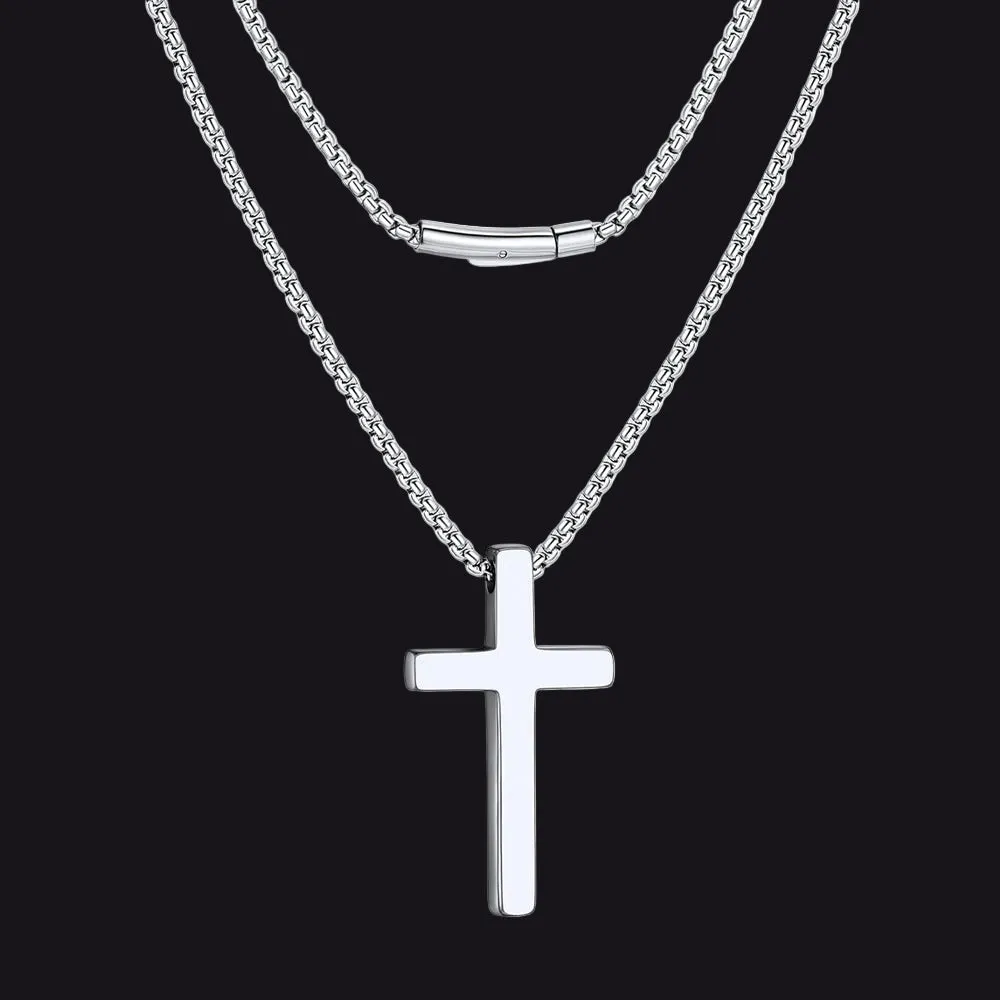 Christian Plain Cross Necklace Minimalist Religious Pendant Box Chain for Men Women sold by FaithHeart product image thumbnail 3