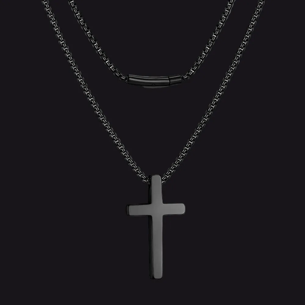 Christian Plain Cross Necklace Minimalist Religious Pendant Box Chain for Men Women sold by FaithHeart product image thumbnail 5