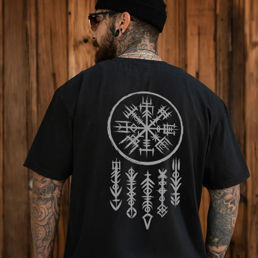 Retro Viking Compass Vegvisir T-Shirt for Men Husband sold by FaithHeart product image thumbnail 3