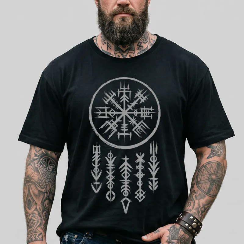 Retro Viking Compass Vegvisir T-Shirt for Men Husband made by FaithHeart