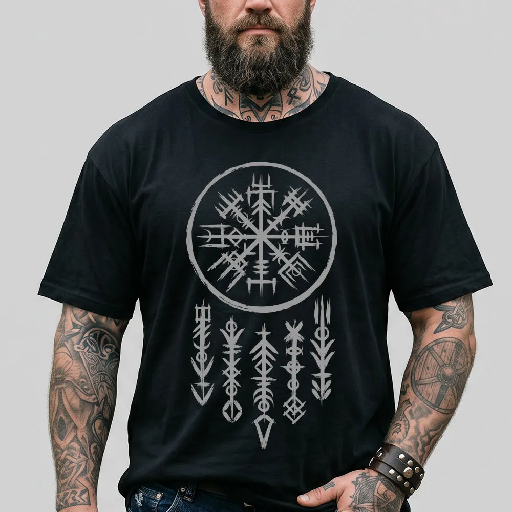 Retro Viking Compass Vegvisir T-Shirt for Men Husband sold by FaithHeart