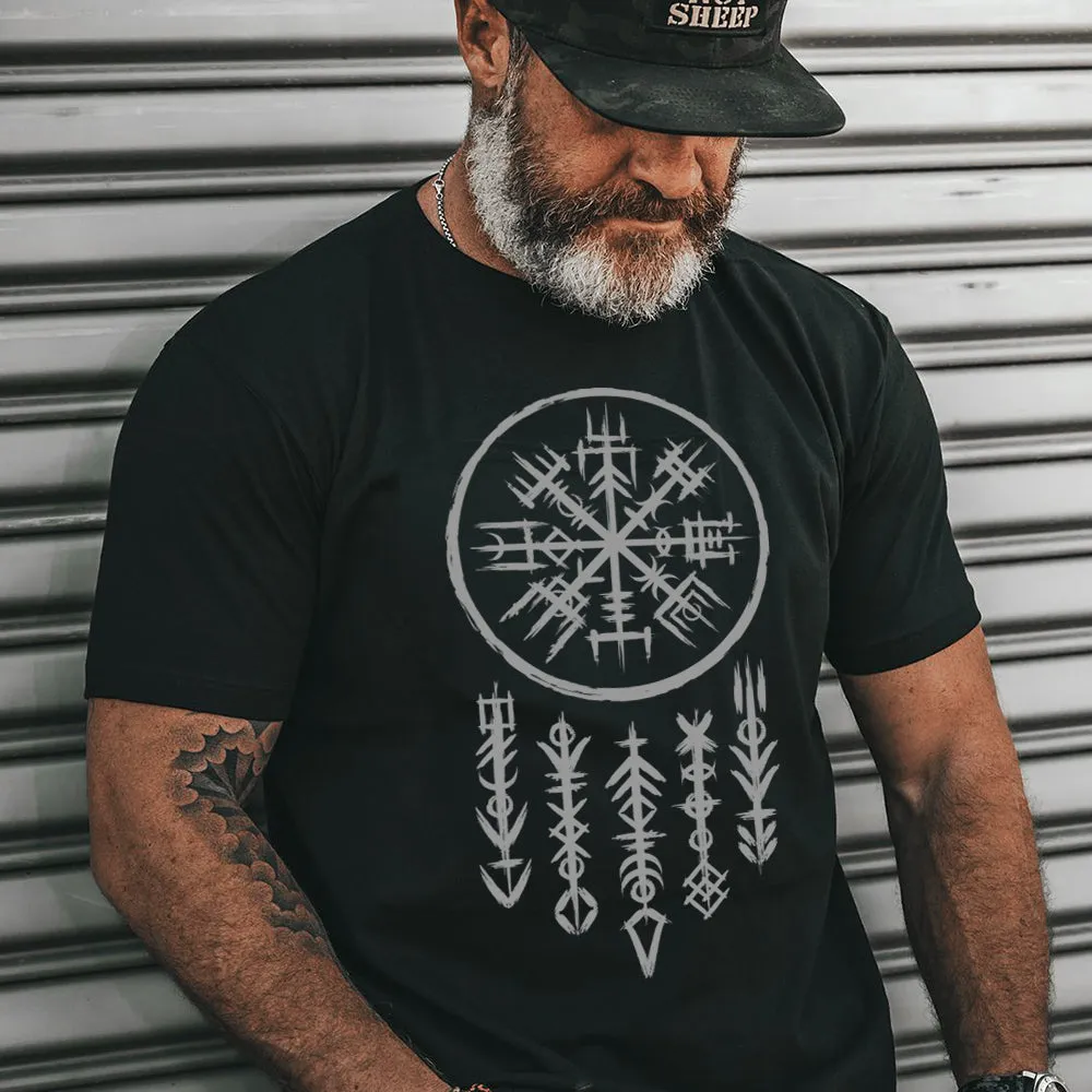 Retro Viking Compass Vegvisir T-Shirt for Men Husband sold by FaithHeart product image thumbnail 2
