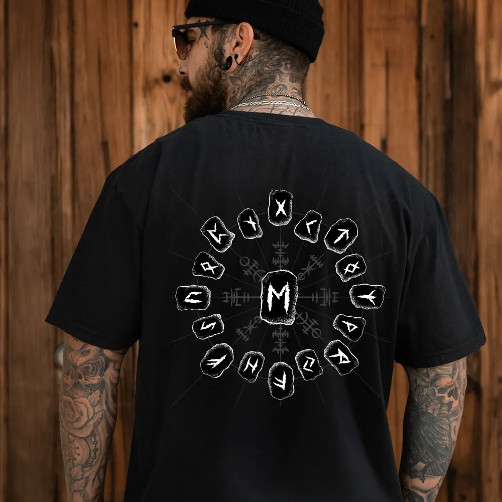 Viking Norse Rune Symbols Black T-Shirt for Men Gift sold by FaithHeart product image thumbnail 2
