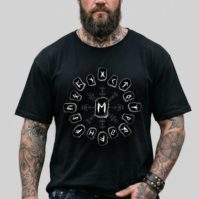 Viking Norse Rune Symbols Black T-Shirt for Men Gift made by FaithHeart