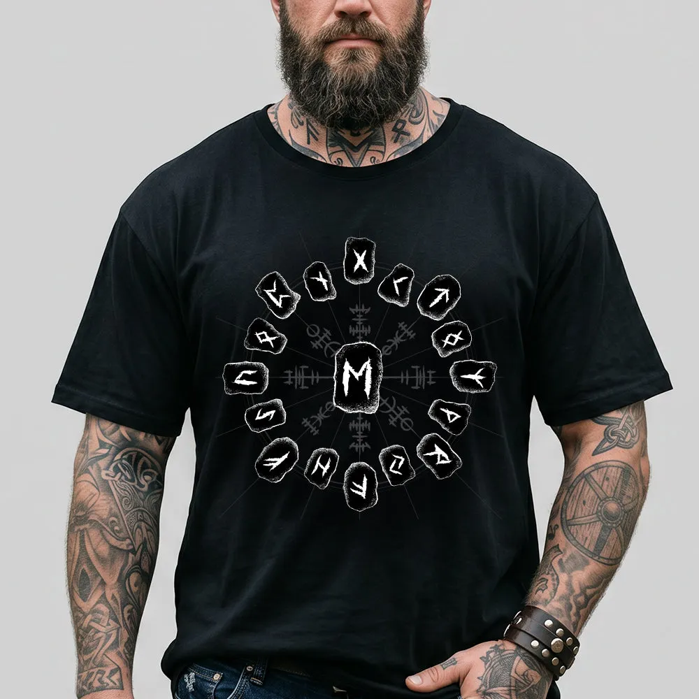 Viking Norse Rune Symbols Black T-Shirt for Men Gift sold by FaithHeart