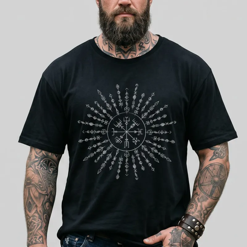 Viking Rune Symbols Compass Vegvisir T-Shirt for Men Boyfriend made by FaithHeart