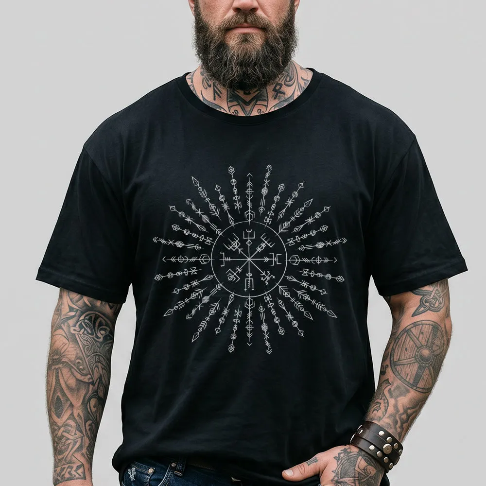 Viking Rune Symbols Compass Vegvisir T-Shirt for Men Boyfriend sold by FaithHeart