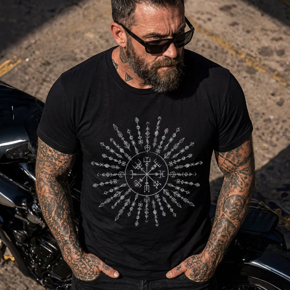 Viking Rune Symbols Compass Vegvisir T-Shirt for Men Boyfriend sold by FaithHeart product image thumbnail 3