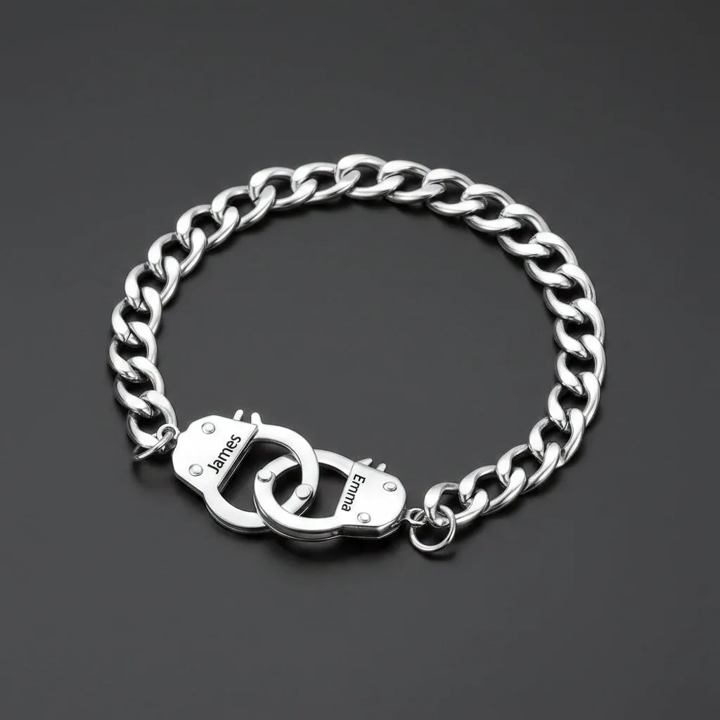 Stainless Steel Handcuffs Cuban Link Chain Bracelet for Men sold by FaithHeart product image thumbnail 4