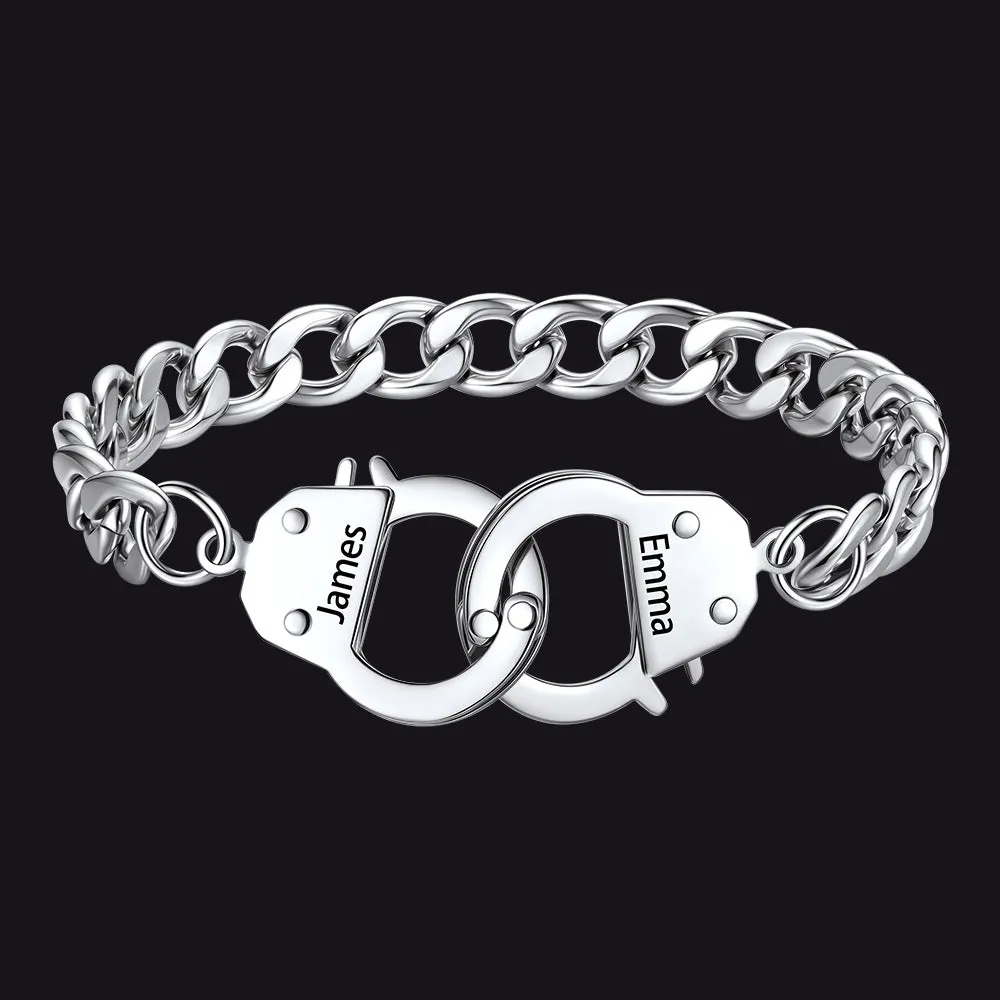 Stainless Steel Handcuffs Cuban Link Chain Bracelet for Men sold by FaithHeart
