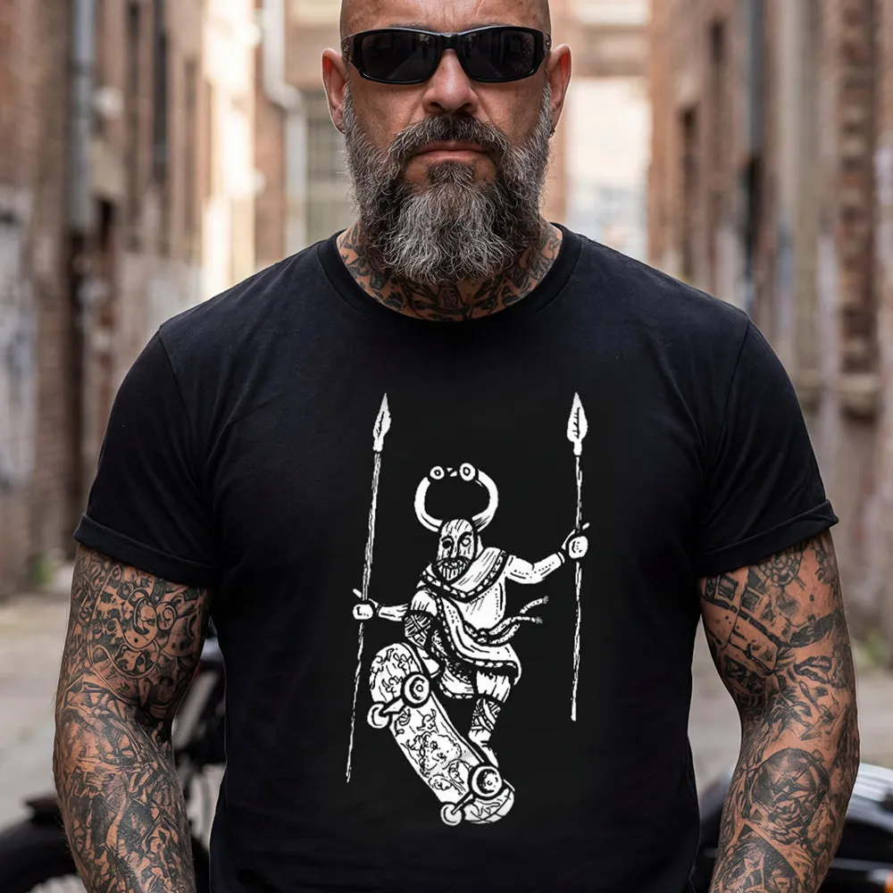 Skateboarding Viking T-Shirt – Funny Odin Skater Tee for Men sold by FaithHeart product image thumbnail 2