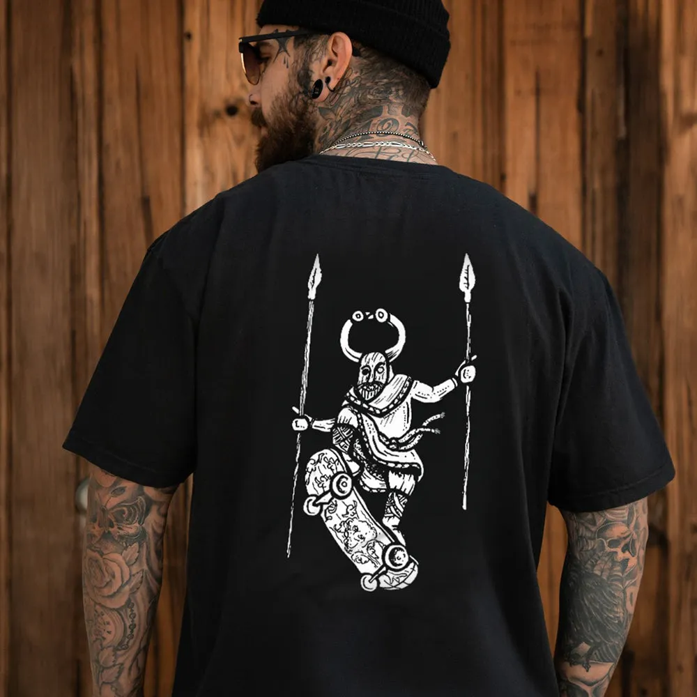 Skateboarding Viking T-Shirt – Funny Odin Skater Tee for Men sold by FaithHeart product image thumbnail 3