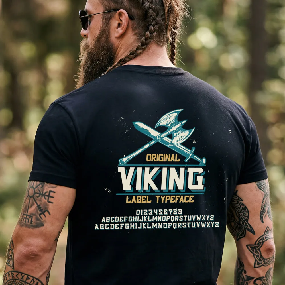 Vintage Viking Norse Axes Graphic T-Shirt American Streetwear for Men sold by FaithHeart product image thumbnail 2