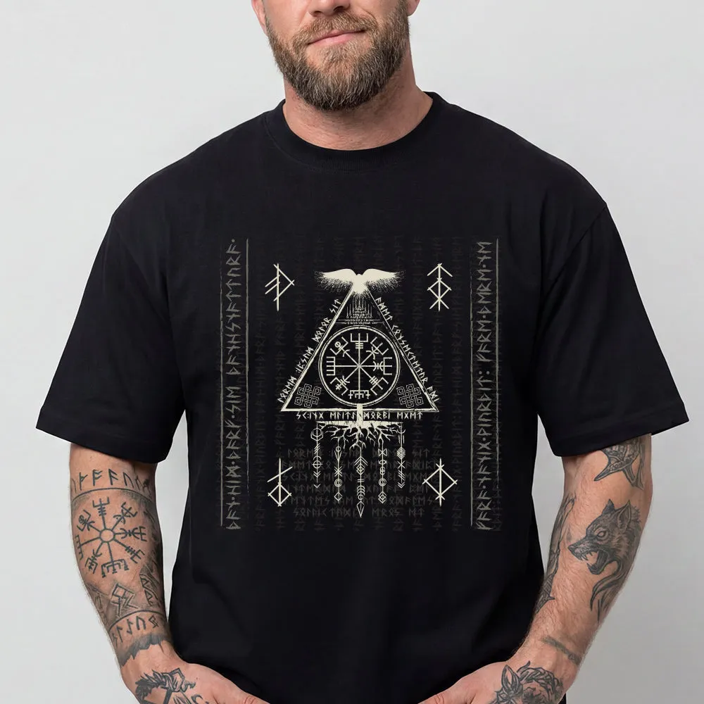 Viking Vegvisir Compass T-Shirt Yggdrasil Odin Ravens Streetwear for Men sold by FaithHeart