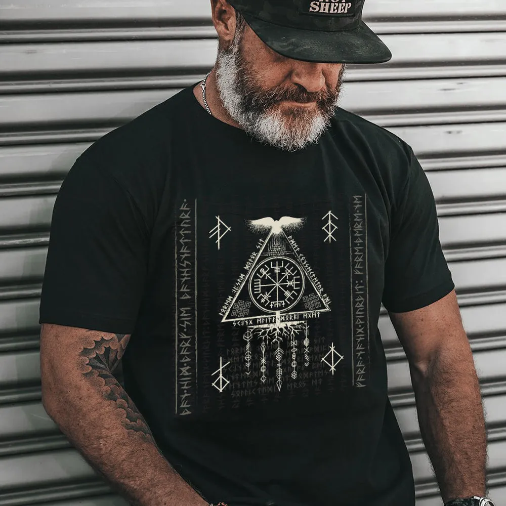 Viking Vegvisir Compass T-Shirt Yggdrasil Odin Ravens Streetwear for Men sold by FaithHeart product image thumbnail 3