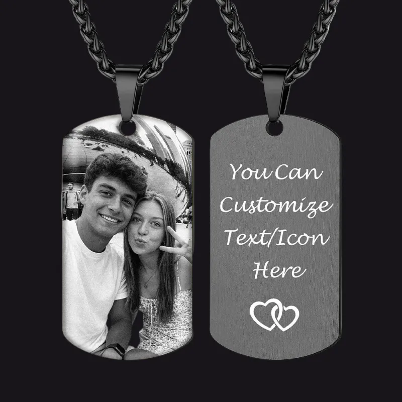 Custom Photo Dog Tag Black Memorial Necklace Gift for Men Women made by FaithHeart