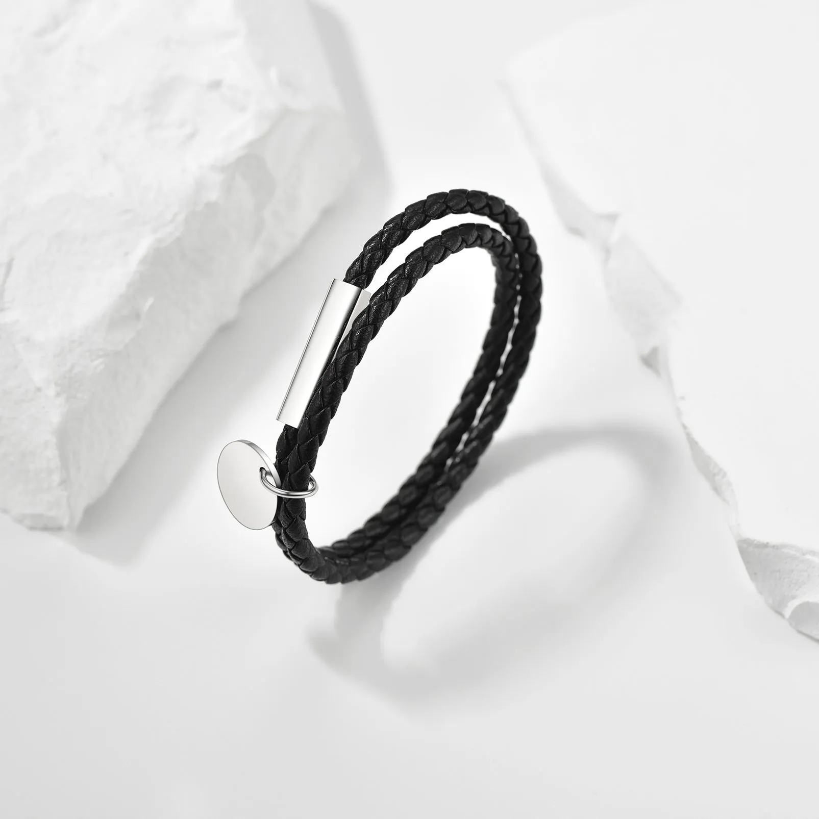 Customized Leather Braided Wristband Bracelet for Men sold by FaithHeart product image thumbnail 4