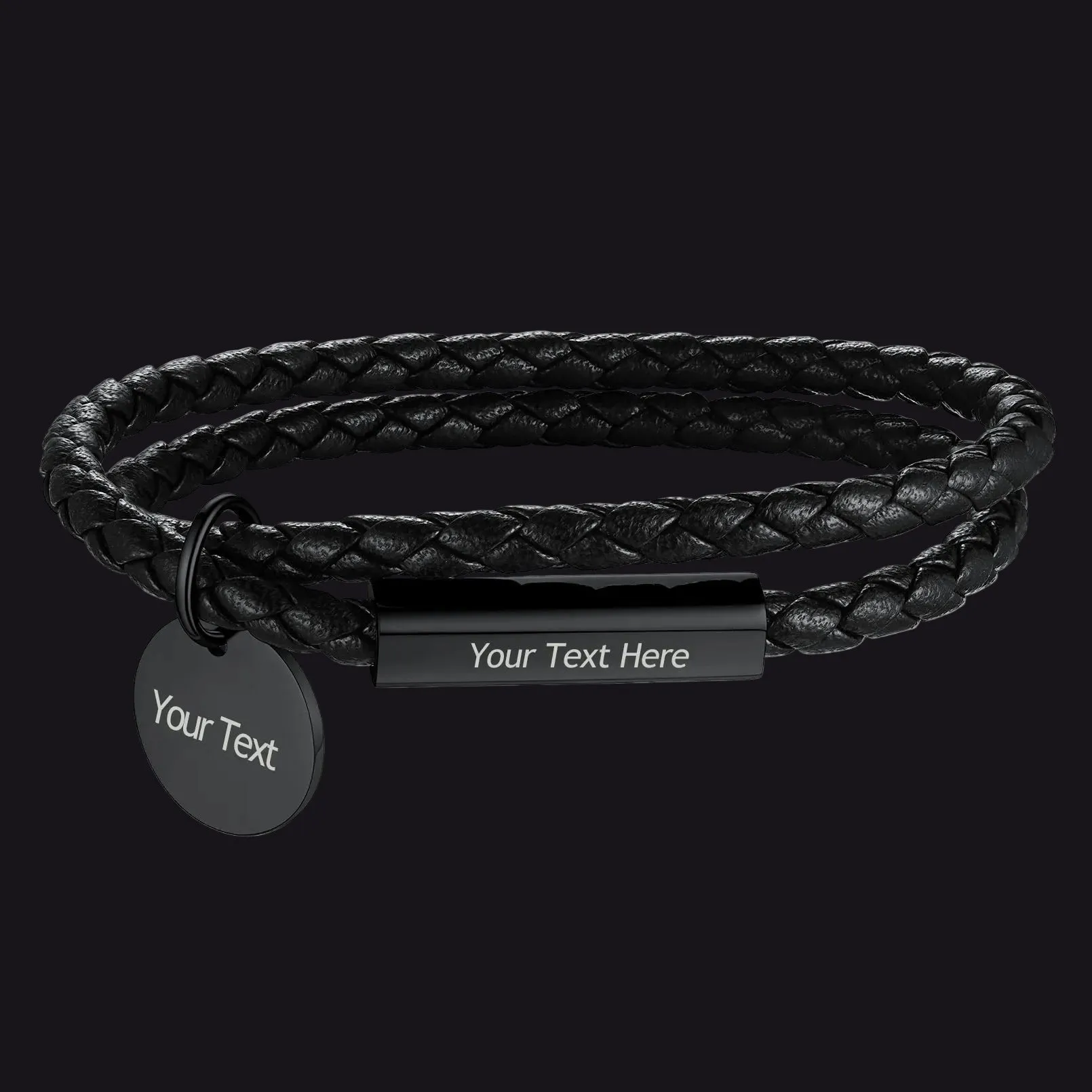 Customized Leather Braided Wristband Bracelet for Men sold by FaithHeart