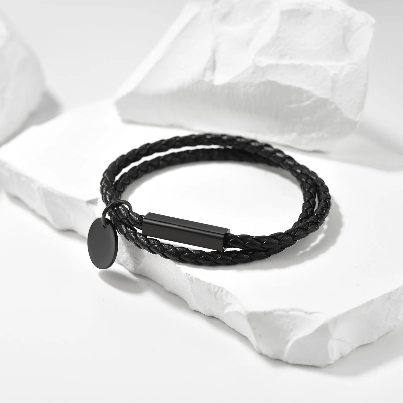 Customized Leather Braided Wristband Bracelet for Men sold by FaithHeart product image thumbnail 5